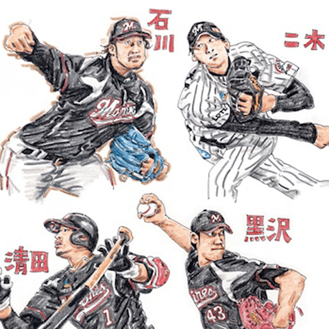 楽天、ヤクルトの全試合ハイライトシーンを絵にしてきた男、ながさわ